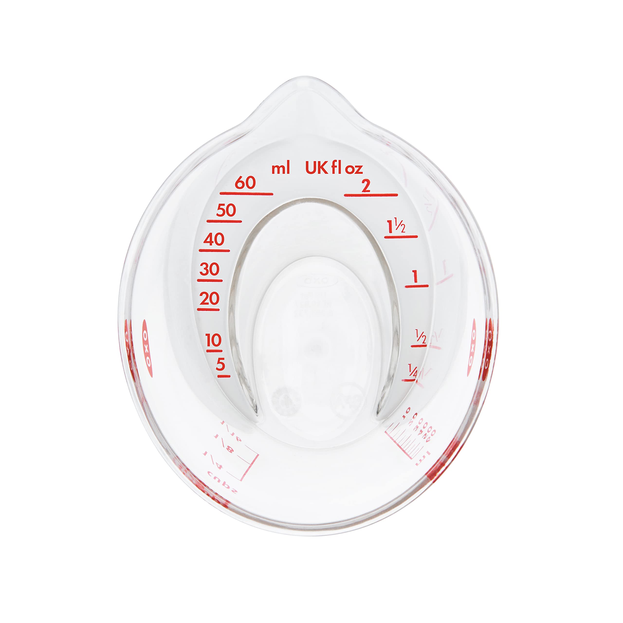 OXO Good Grips 60mL angled jug readings from above for easy accuracy