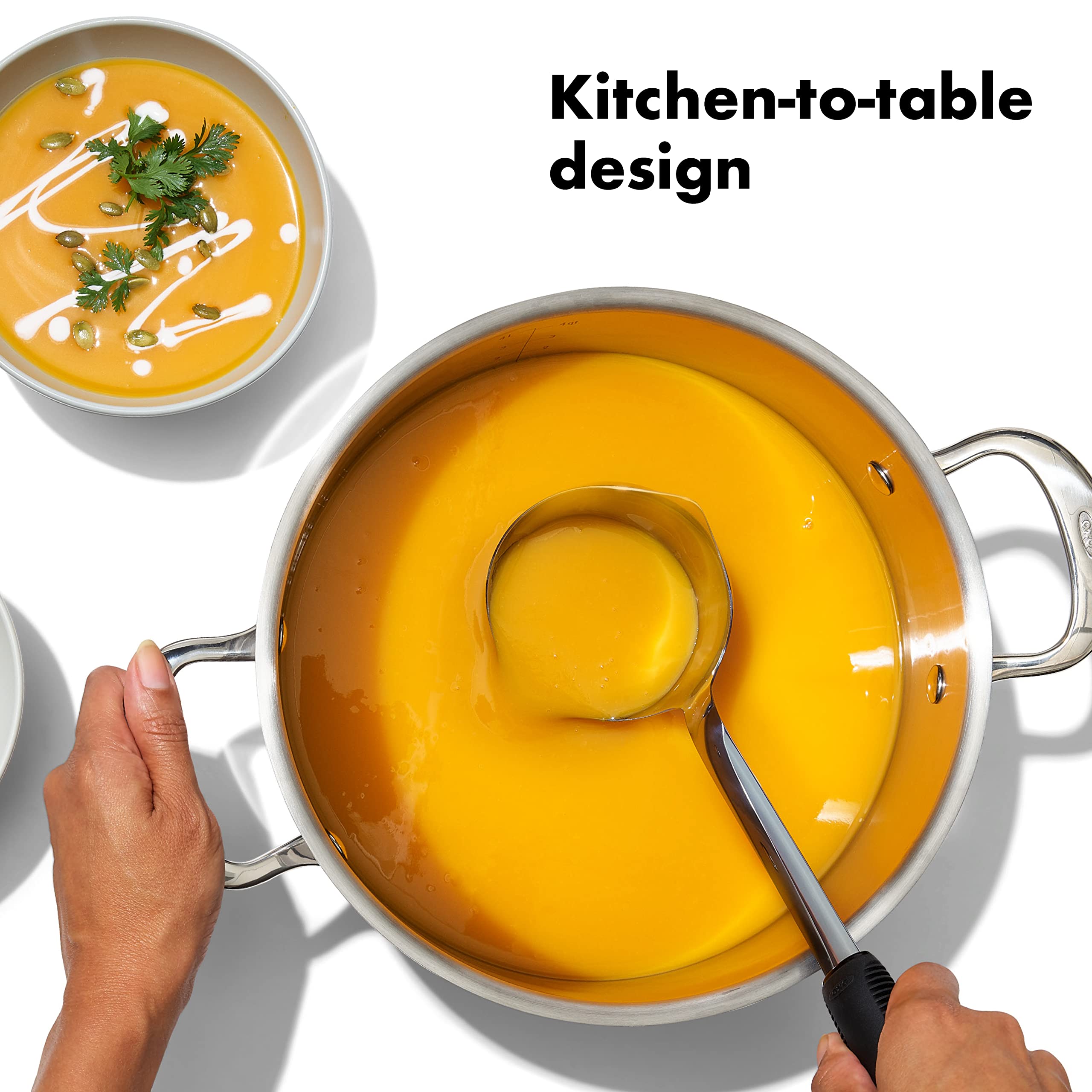 OXO Good Grips 6-Piece Set: ladle ideal for soups and stews.