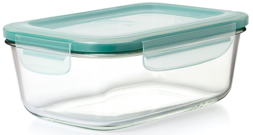 OXO Good Grips 8-Cup Smart Seal rectangle container for airtight fridge-to-table storage.