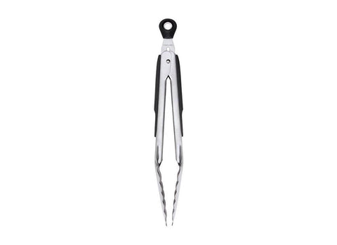 Scalloped edges secure grip on food with OXO Good Grips tongs.