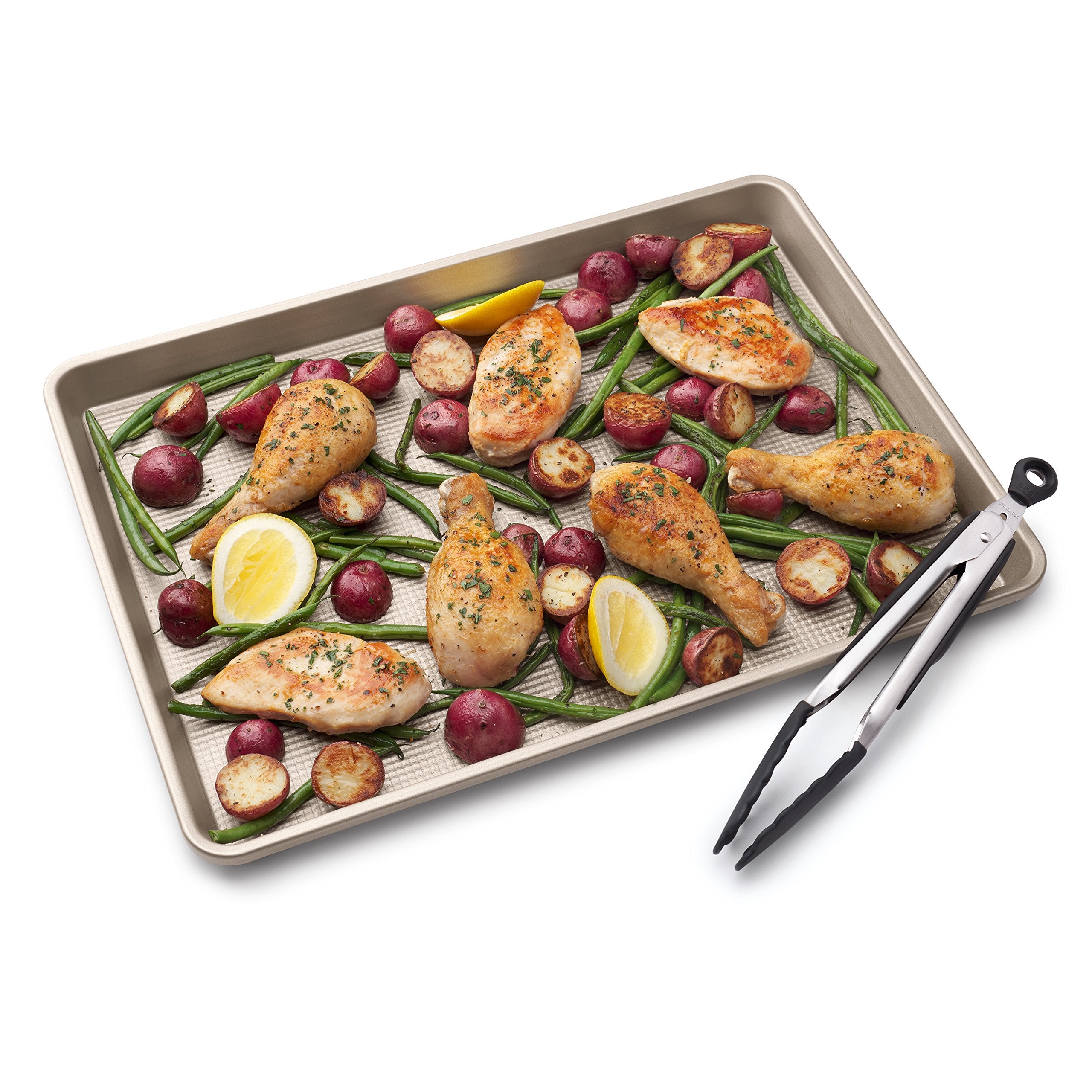OXO Good Grips 9-Inch tongs with scalloped angled silicone heads