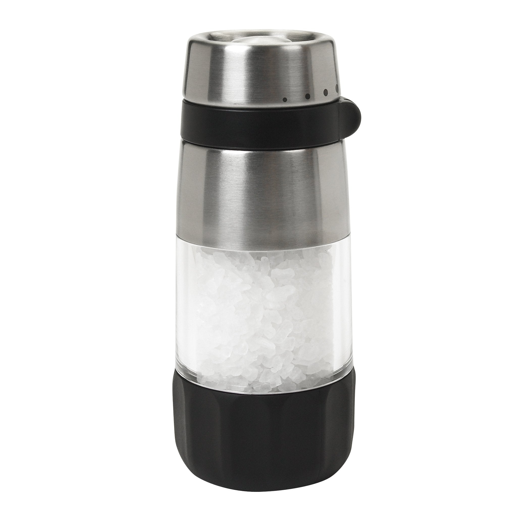 OXO Good Grips Accent Salt Grinder with clear acrylic body shows contents at a glance.