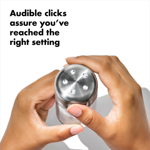 Audible clicks confirm the right setting on the OXO lid during cooking.