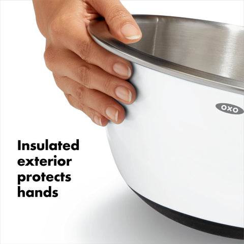 OXO Good Grips brushed stainless interior resists staining.