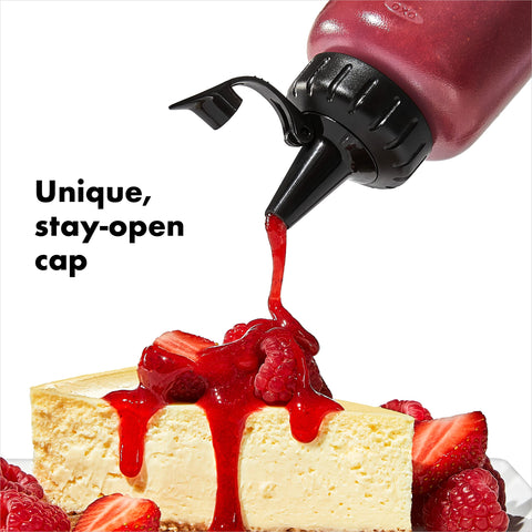 Thin tip on the OXO bottle is perfect for oils and delicate plating.