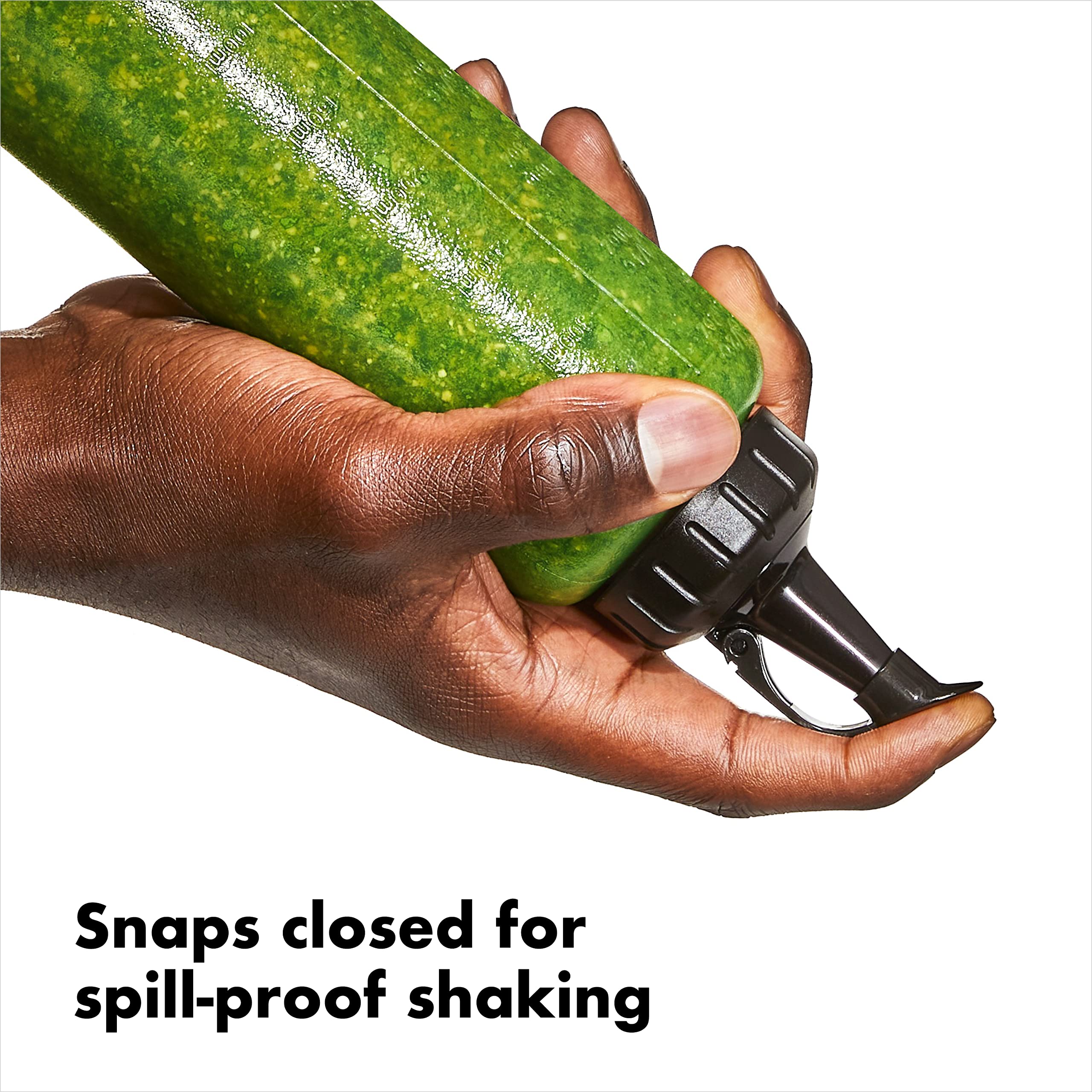 Wide tip on the OXO bottle handles thick dressings with steady flow.