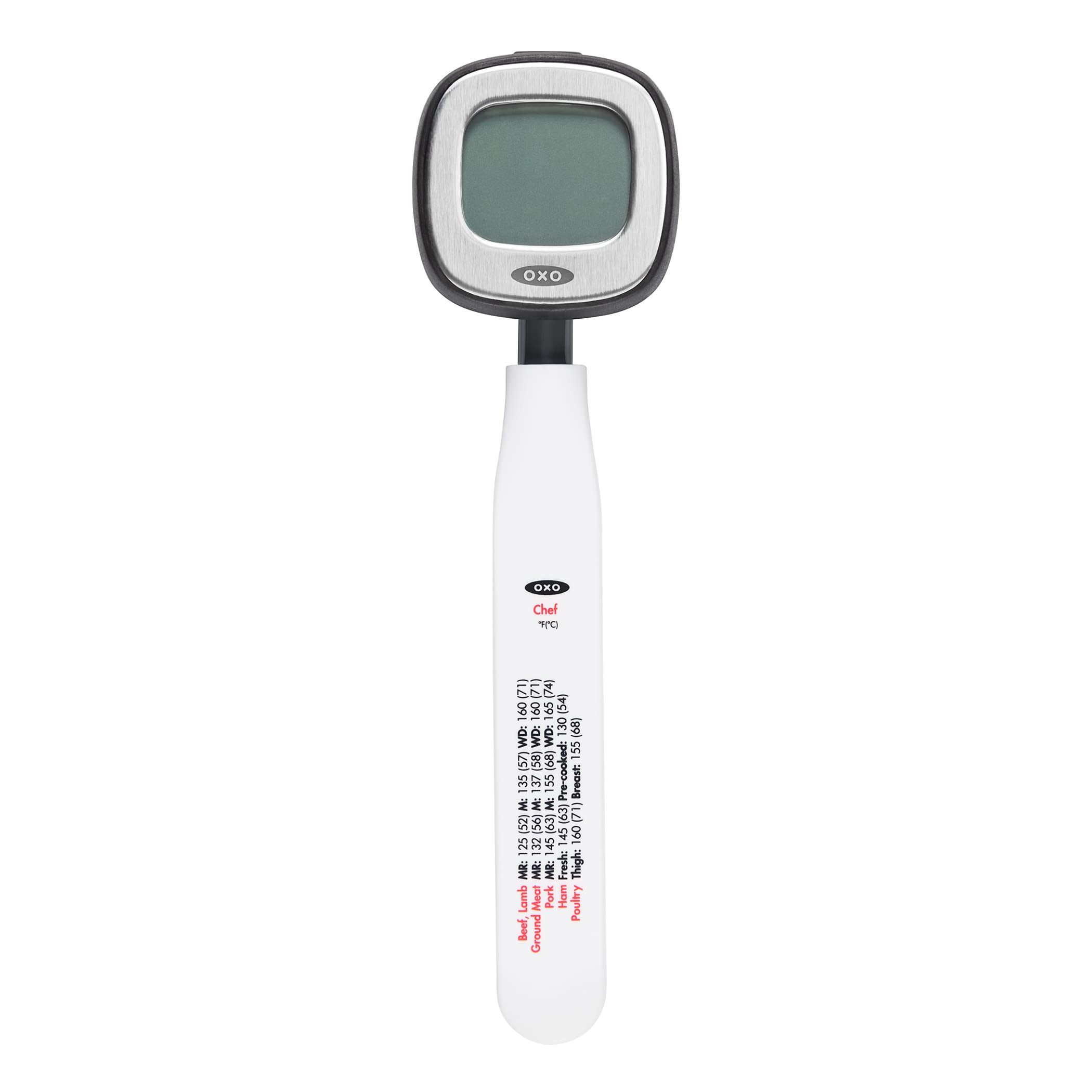 OXO Good Grips Chef's Precision thermometer with angled display for easy readings.