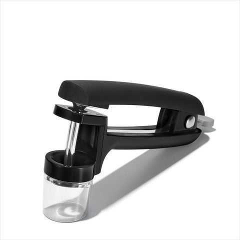 OXO Good Grips Cherry & Olive Pitter cup holds large cherries for easy pitting