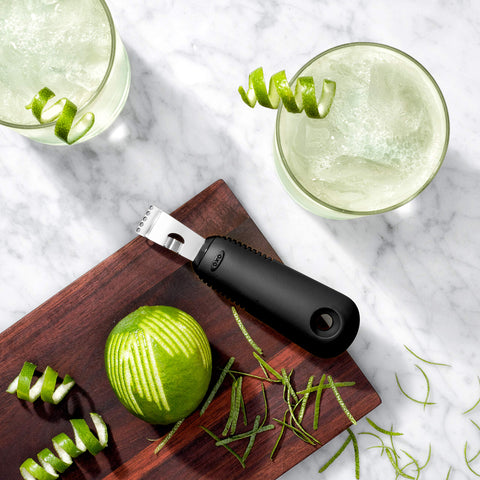 OXO Good Grips garnish-focused image showing citrus twists for cocktails