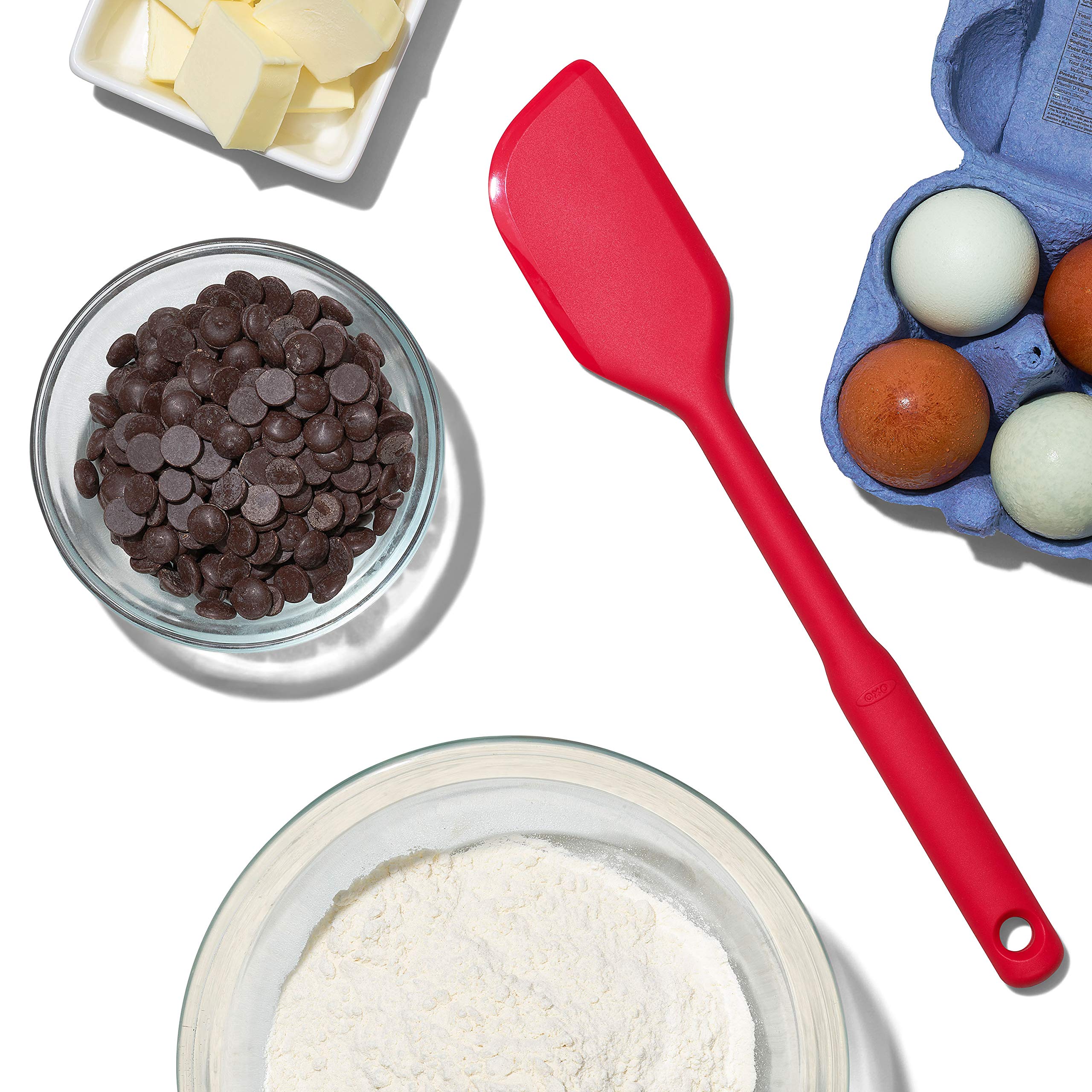 Colorful OXO Good Grips spatulas brighten a busy kitchen