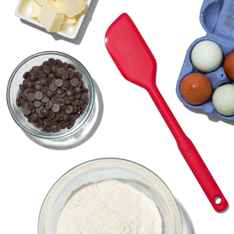 Colorful OXO Good Grips spatulas brighten a busy kitchen