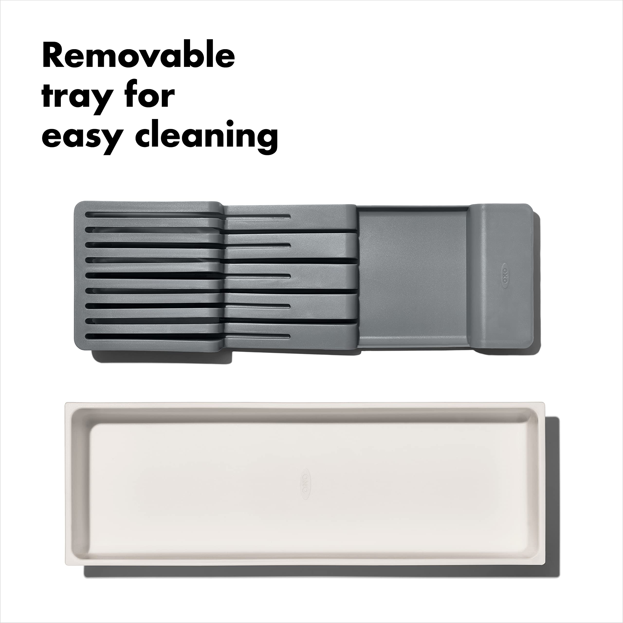 OXO Good Grips compact knife drawer organizer has square corners for a clean, gap-free look.