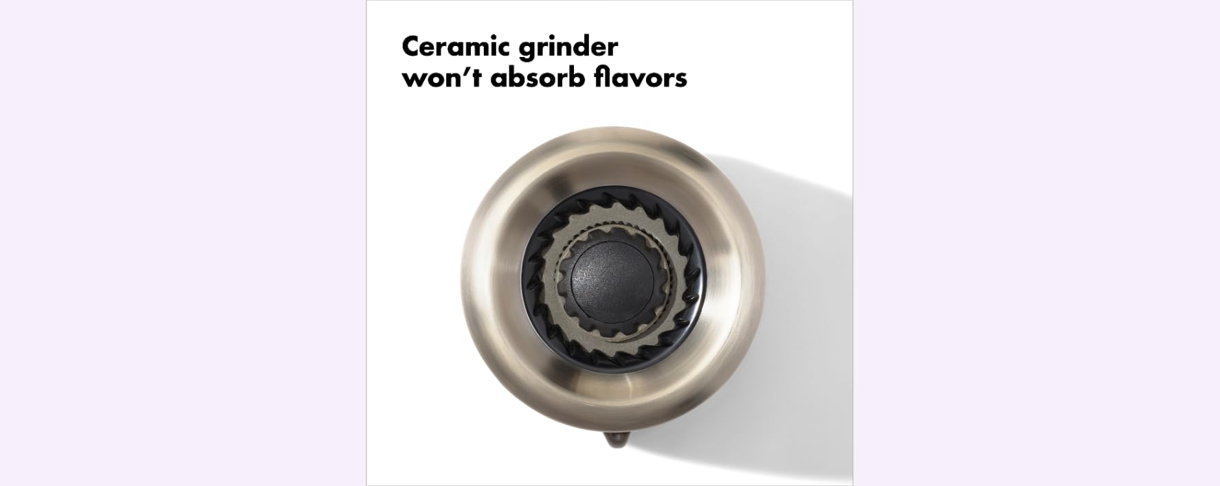 OXO Good Grips contoured salt grinder with airtight lid preserves salt freshness