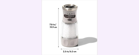 OXO Good Grips contoured salt grinder comes pre-filled with coarse salt