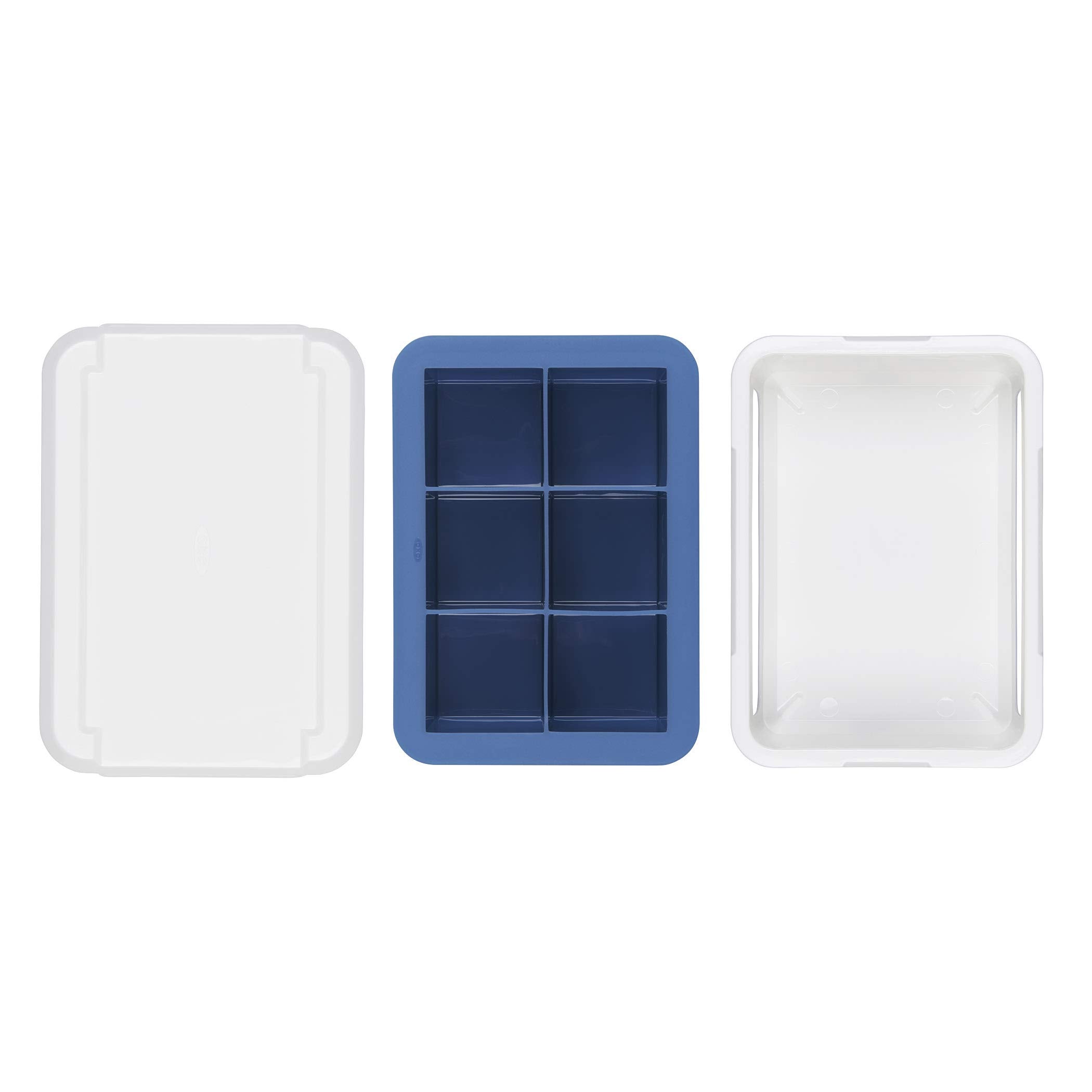 OXO Good Grips action shot showing easy cube removal from dark blue tray