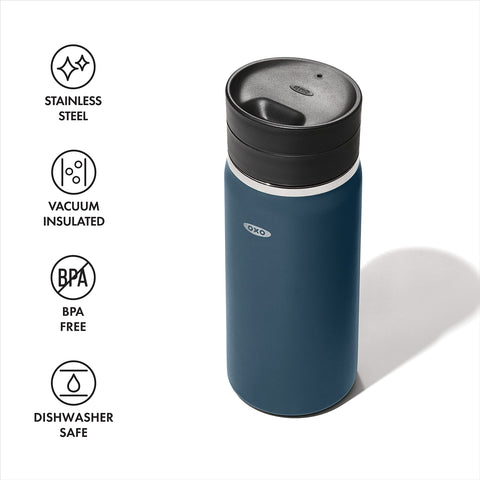 OXO travel mug sized to fit most cup holders