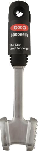 OXO Good Grips angled head design for efficient tenderizing with less effort.