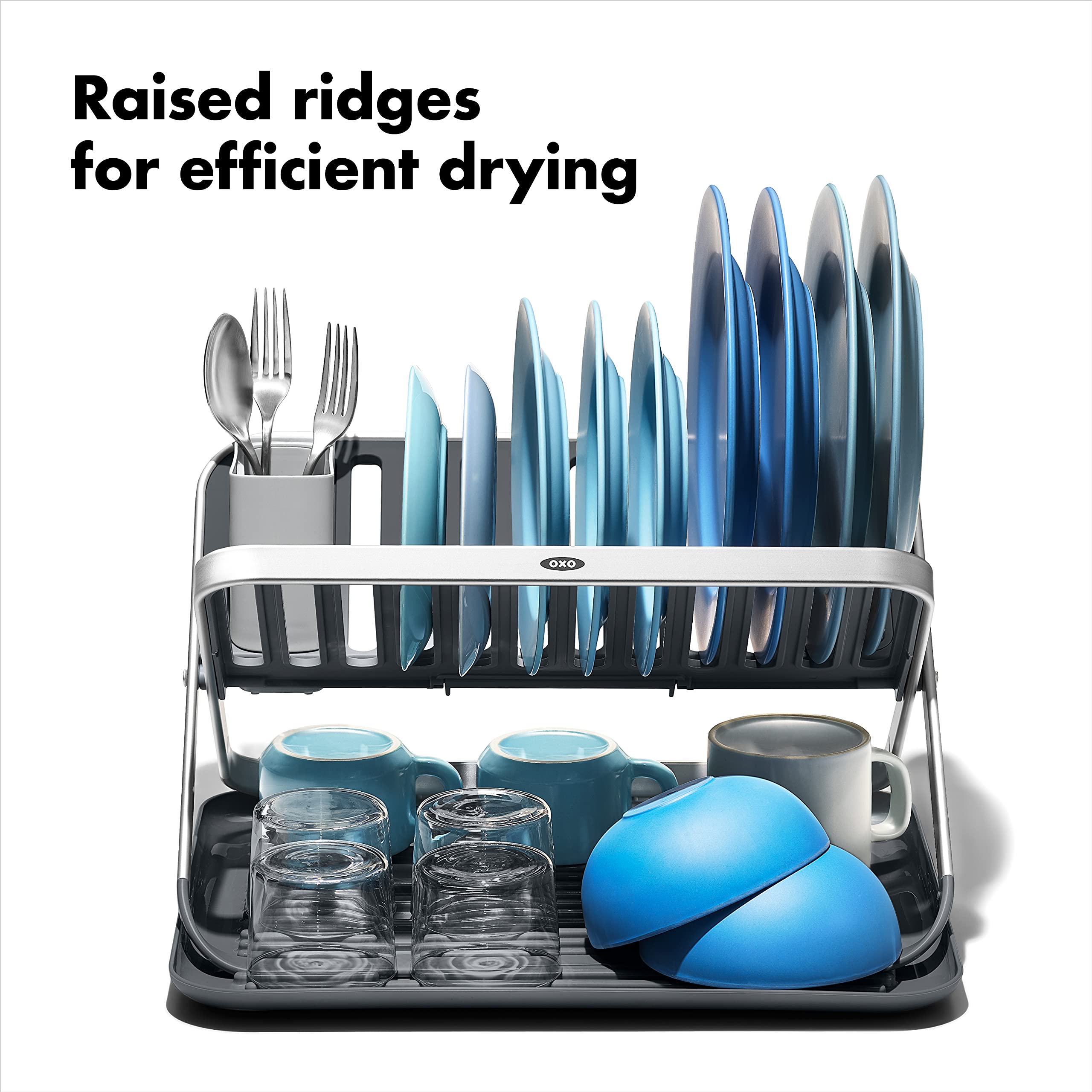 OXO Good Grips removable utensil cup on side of rack for flexible organization