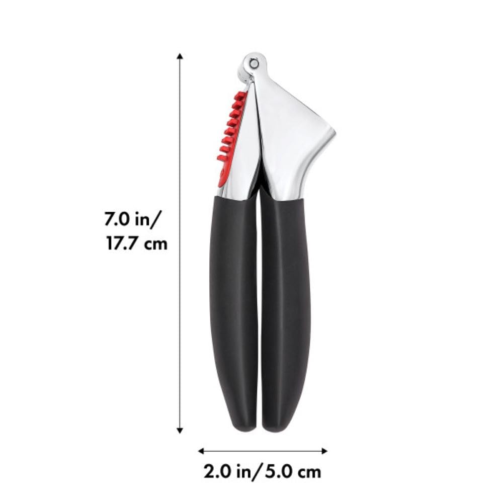 OXO die-cast zinc press delivers durability and steady crushing.