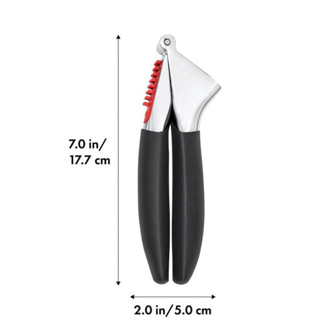 OXO die-cast zinc press delivers durability and steady crushing.