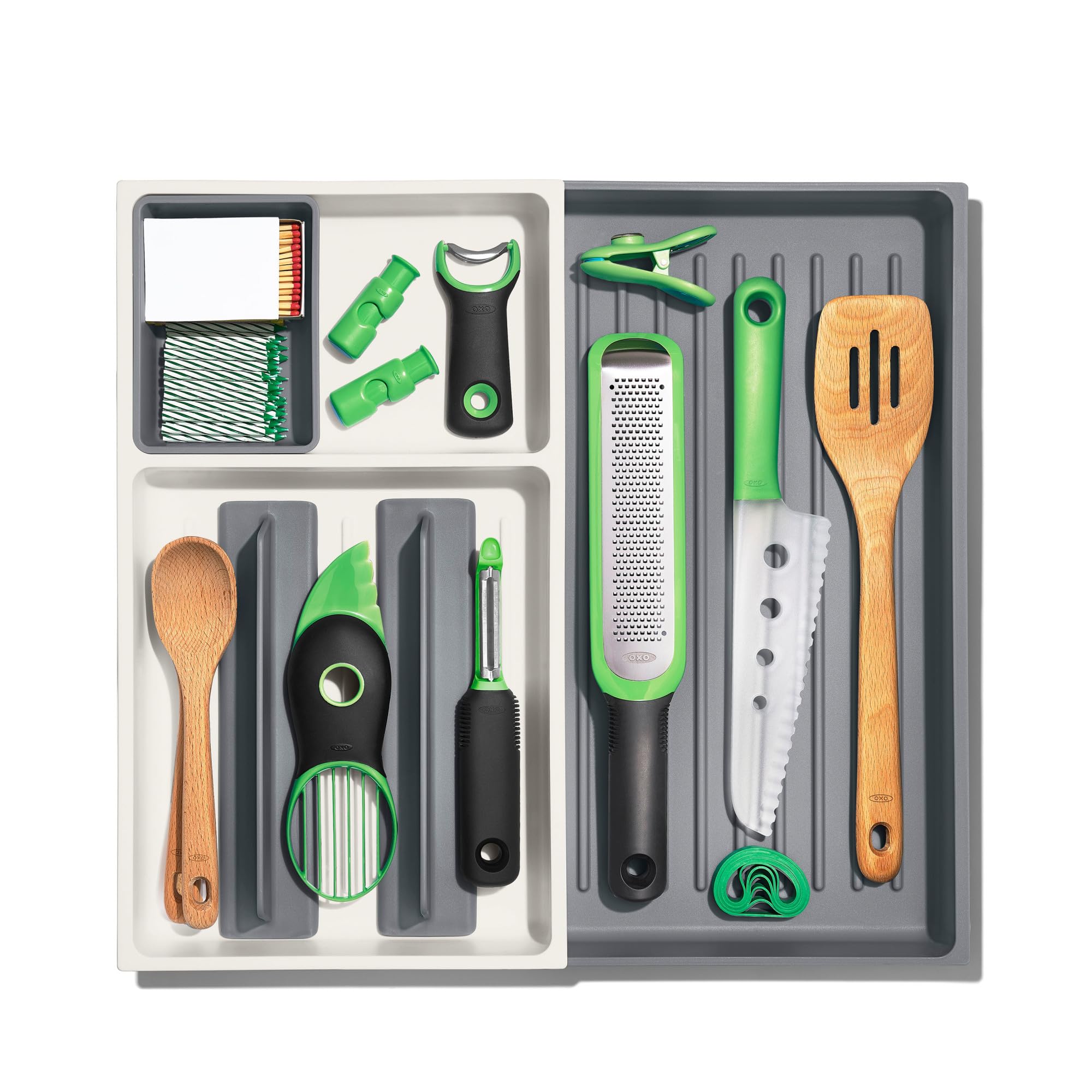 OXO Good Grips drawer with adjustable dividers lets you tailor tool layout.