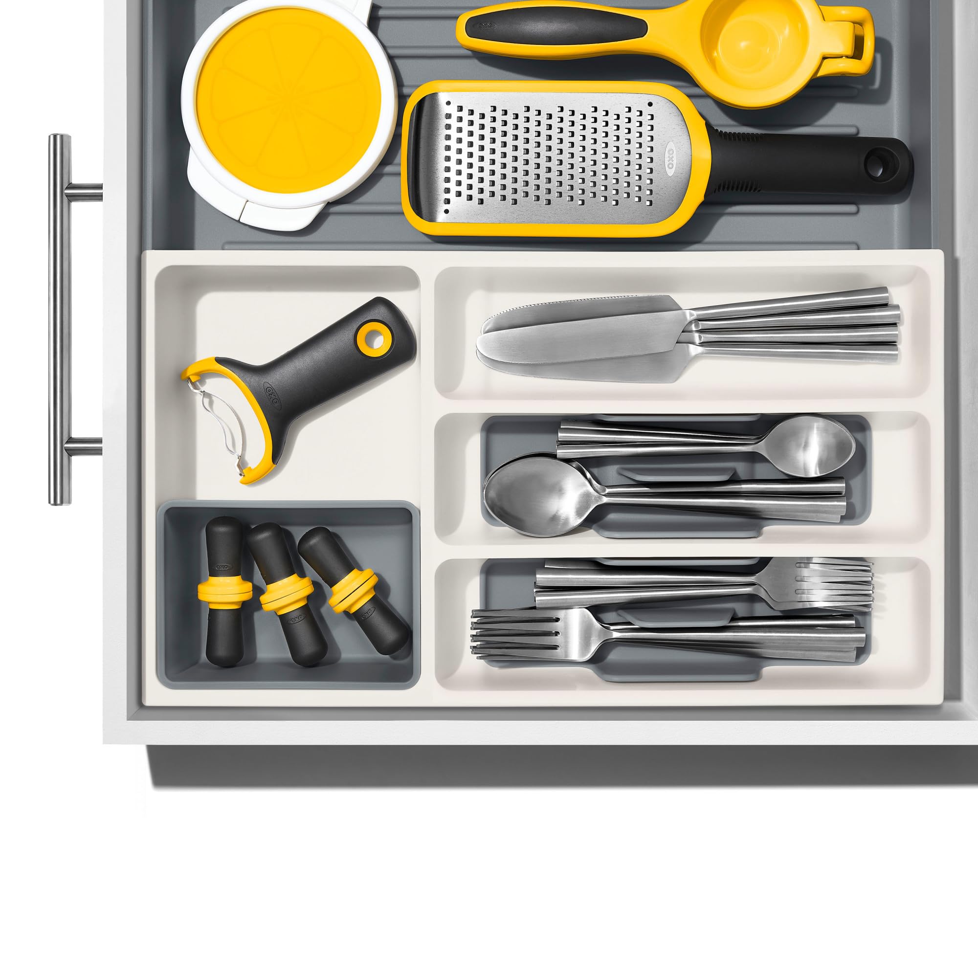 OXO Good Grips organizer has non-slip feet to stay put during use