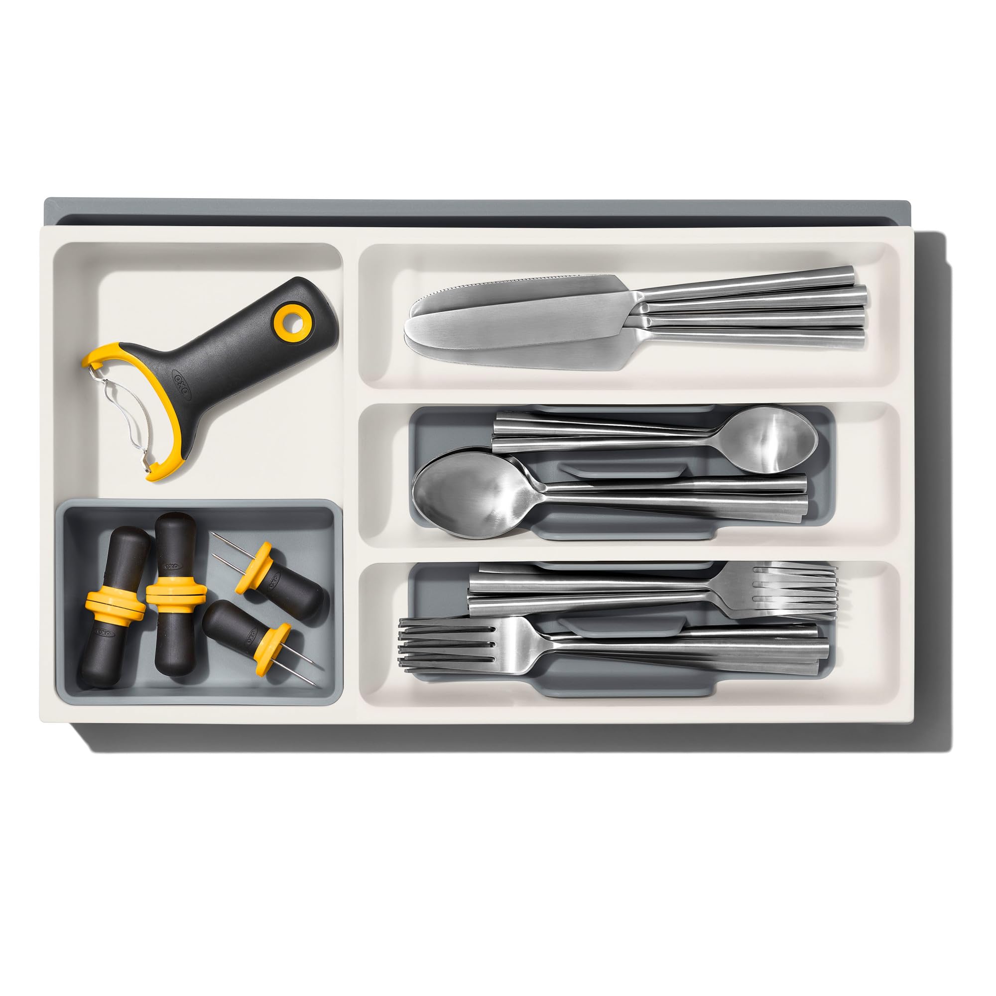 OXO Good Grips organizer includes a removable cup for wine stoppers and small gadgets