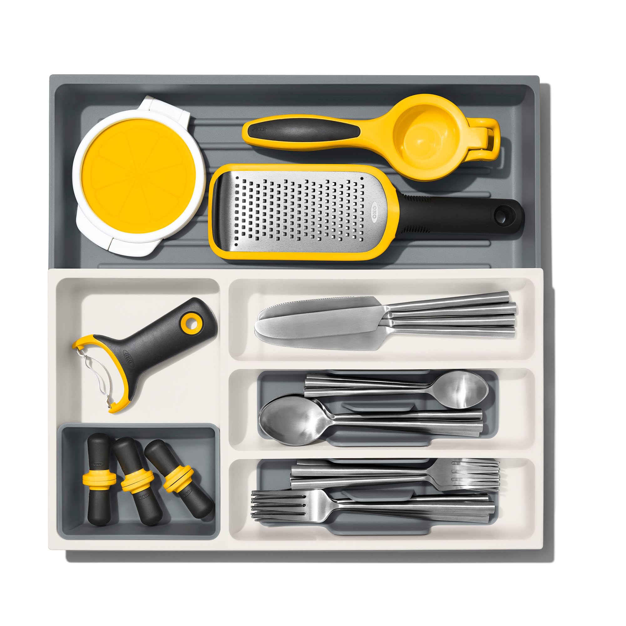 OXO Good Grips organizer features removable trays for easy cleaning
