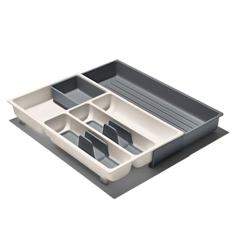OXO Good Grips drawer organizer keeps utensils neatly stacked and ready for table setting