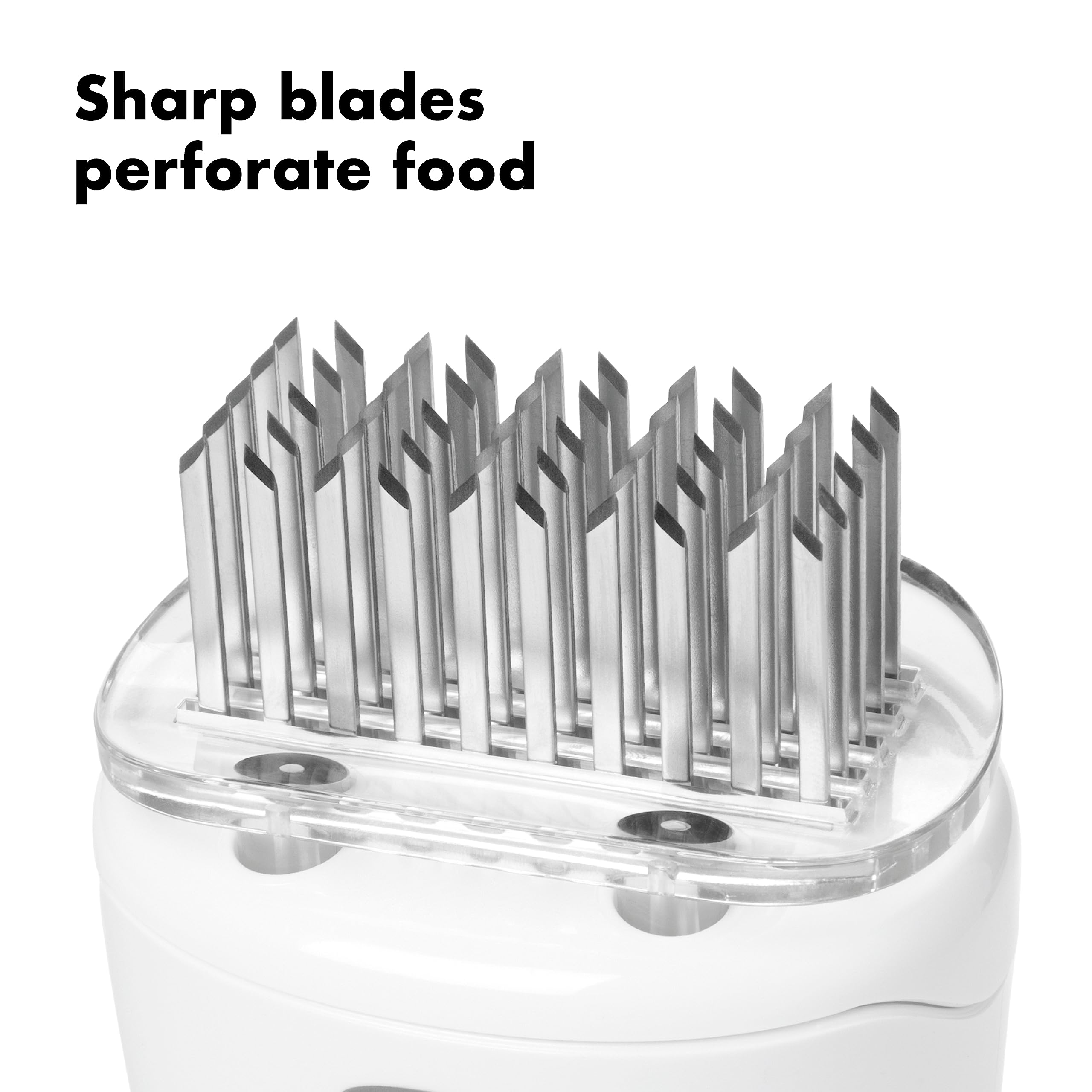 OXO Good Grips handle emphasizes ergonomic grip during stamping for comfortable use