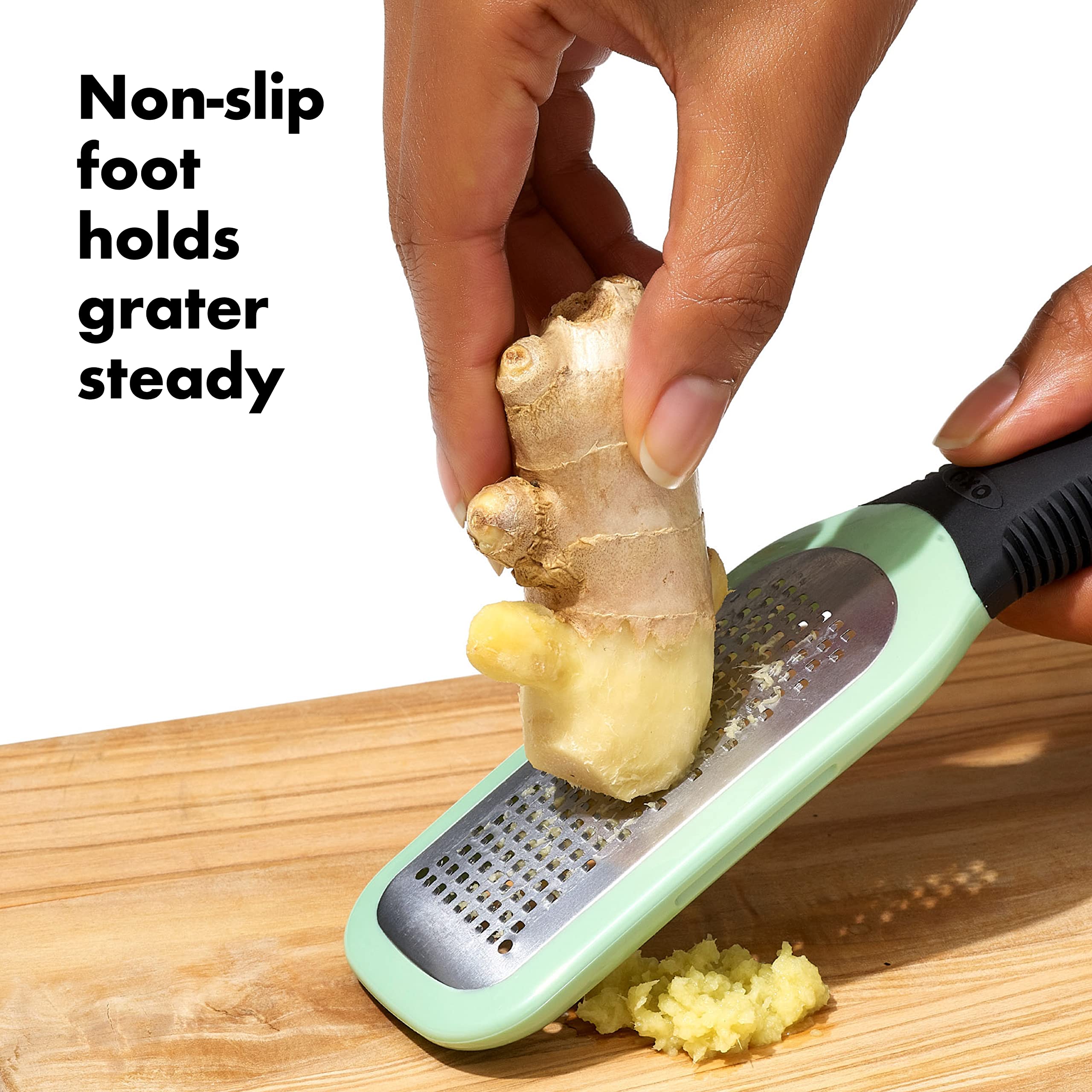 OXO Good Grips non-slip foot stabilizes the grater on the counter
