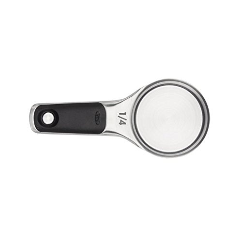 OXO Good Grips etched measurements help quick, accurate leveling in cooking.