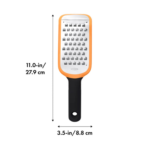 OXO Good Grips etched surface closeup showing sharp teeth for fast zesting and grating