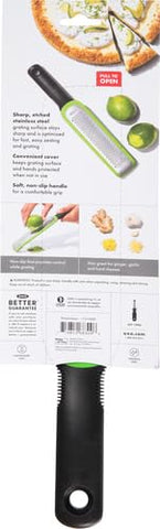 OXO Good Grips etched zester non-slip foot keeps grating stable during use.