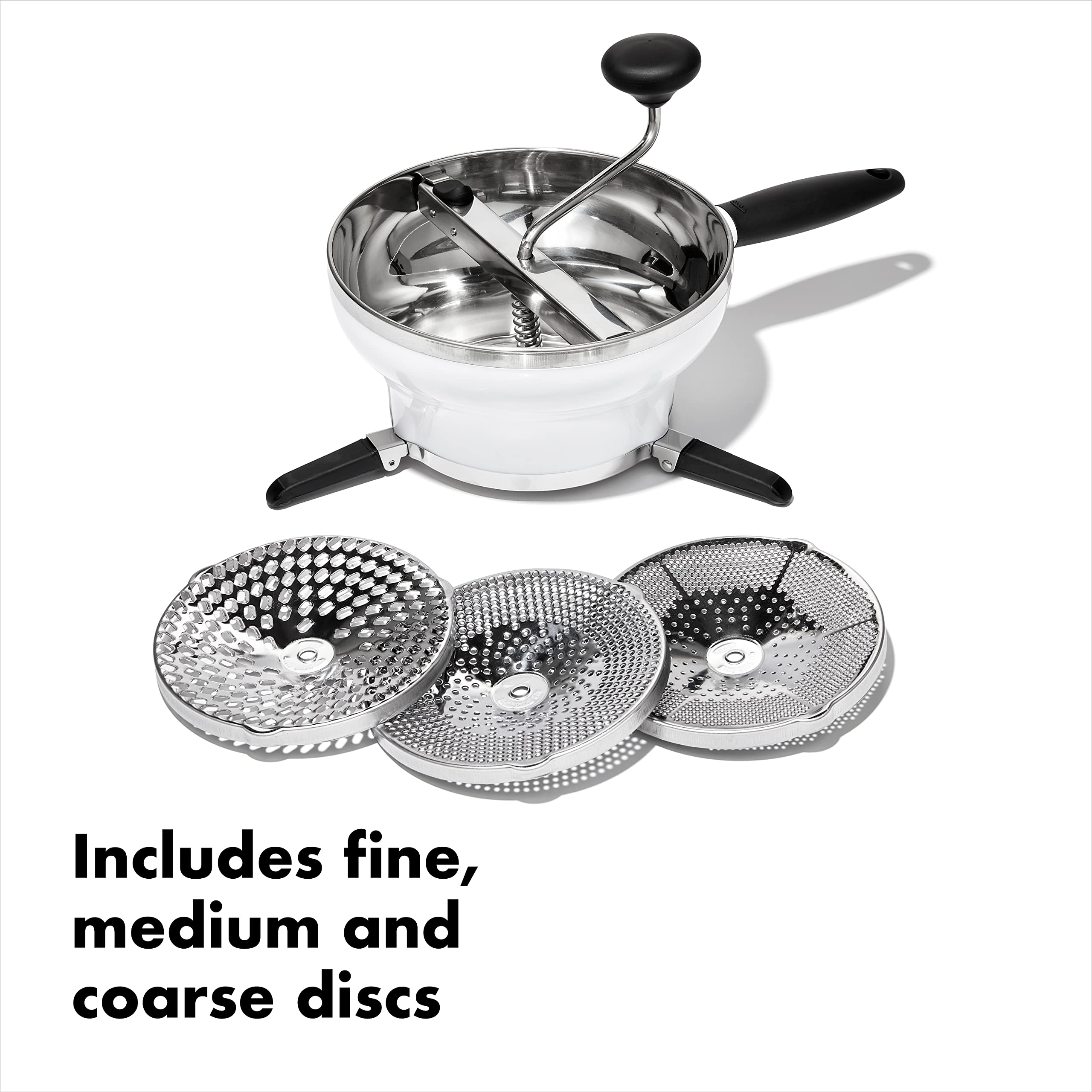 OXO medium disc ideal for applesauce and vegetable soups.