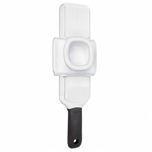 OXO Good Grips garlic slicer durable stainless steel construction supports long-lasting use.