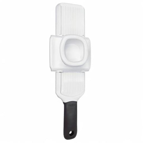 OXO Good Grips garlic slicer durable stainless steel construction supports long-lasting use.