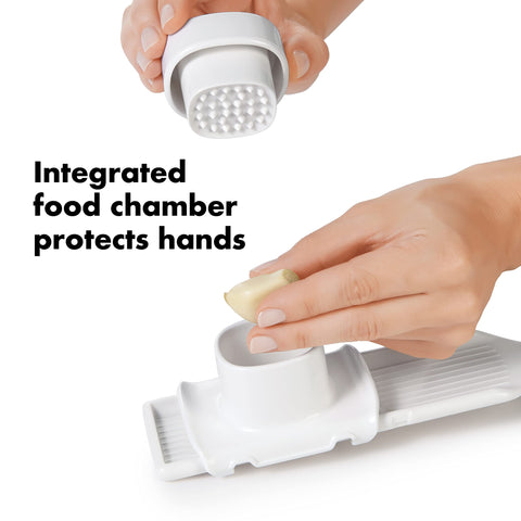 OXO Good Grips garlic slicer soft non-slip handle adds comfortable grip.