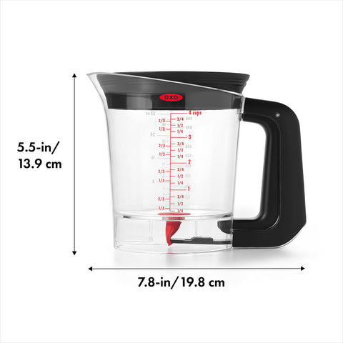 OXO Good Grips Good Gravy 4-Cup Fat Separator silicone shut-off valve seals to prevent leaks