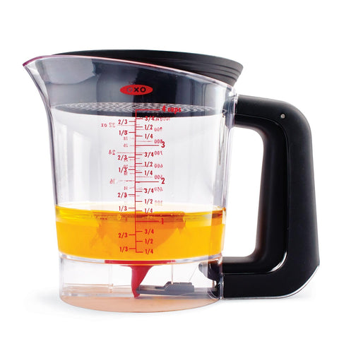 OXO Good Grips Good Gravy 4-Cup Fat Separator top with removable lid and built-in strainer