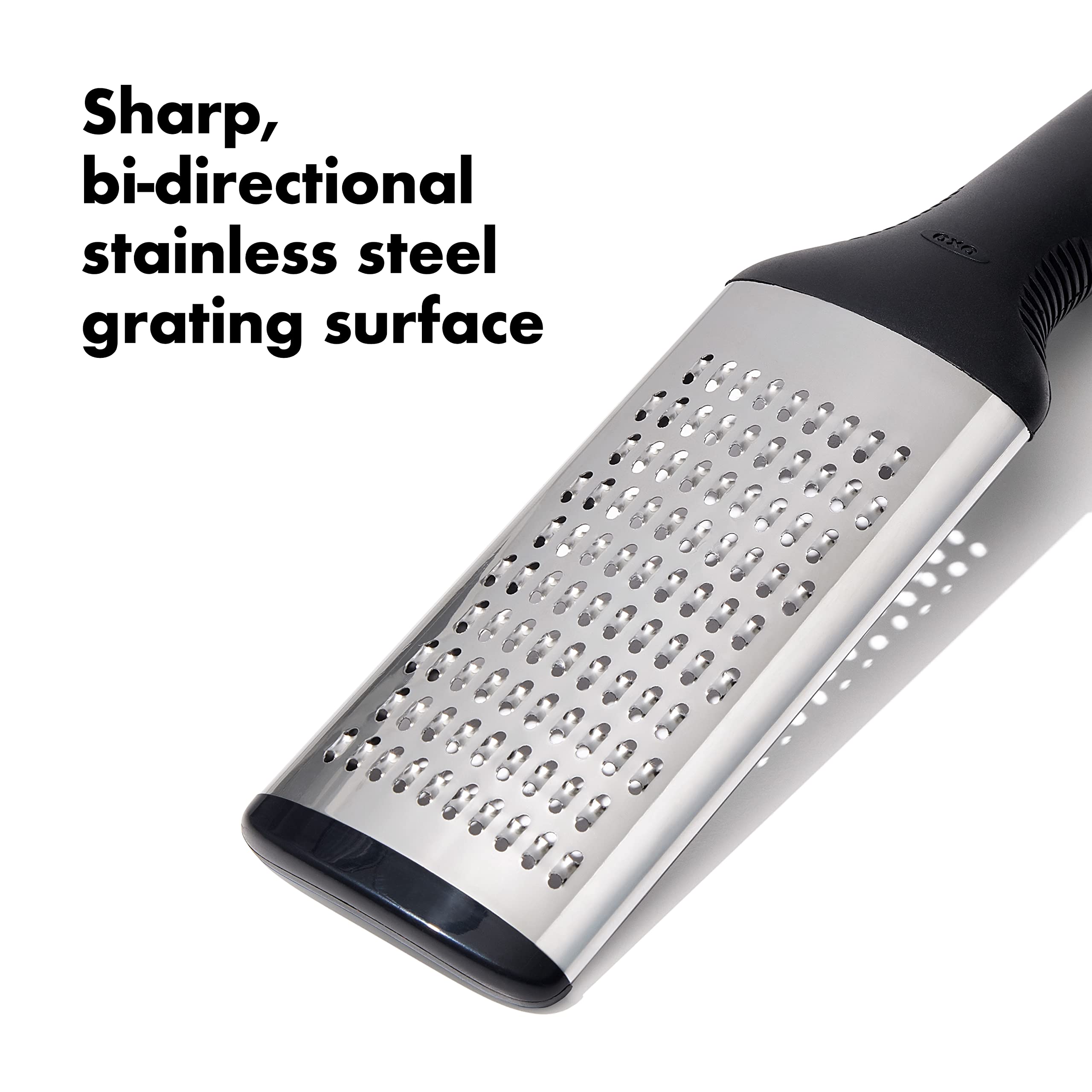 OXO Good Grips Grater features a non-slip foot for stability during use.