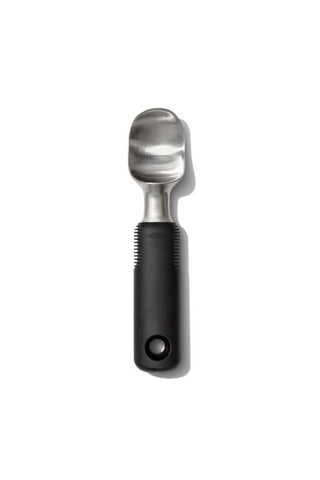 OXO Good Grips curved-head ice cream scoop for effortless hard ice cream