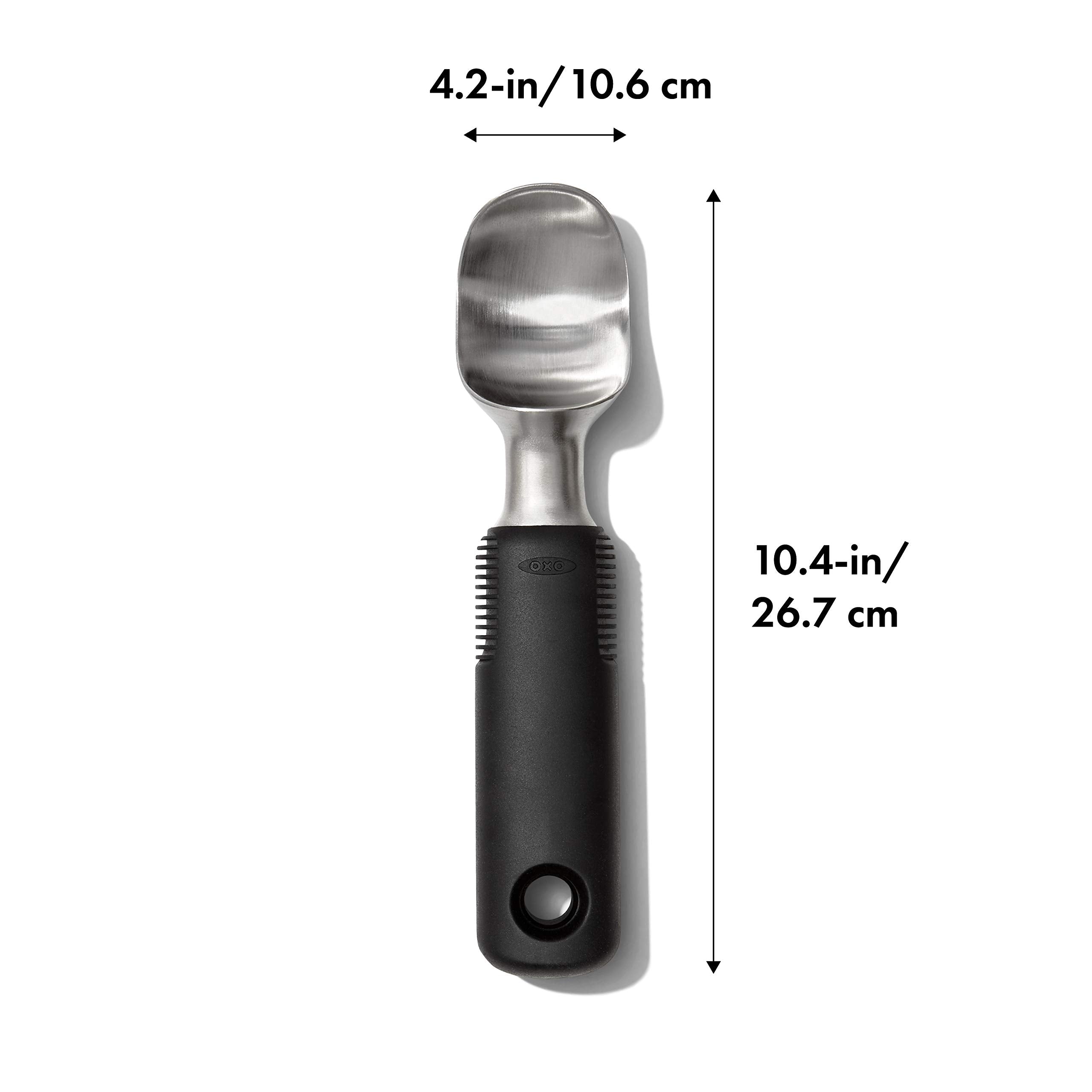 OXO Good Grips non-slip handle ice cream scoop enables comfortable, precise scooping
