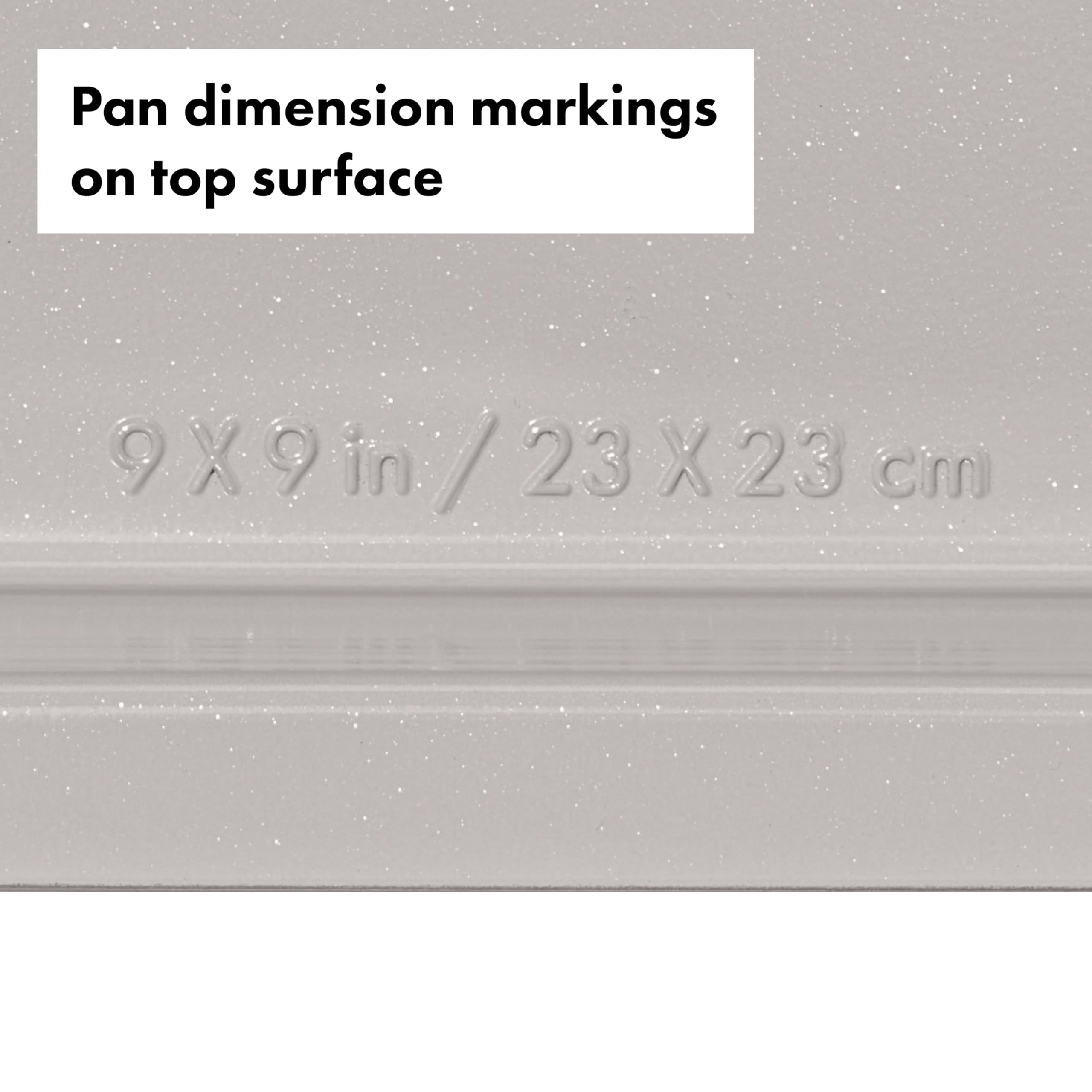 OXO Good Grips interior 9x9 dimensions shown for cake sizing.