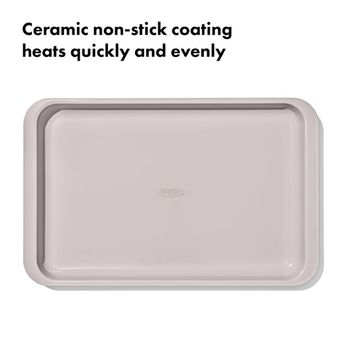 Durable heavy-gauge steel OXO jelly roll pan in storm blue