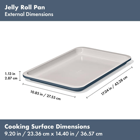Pan markings on OXO jelly roll pan help identify the right size quickly