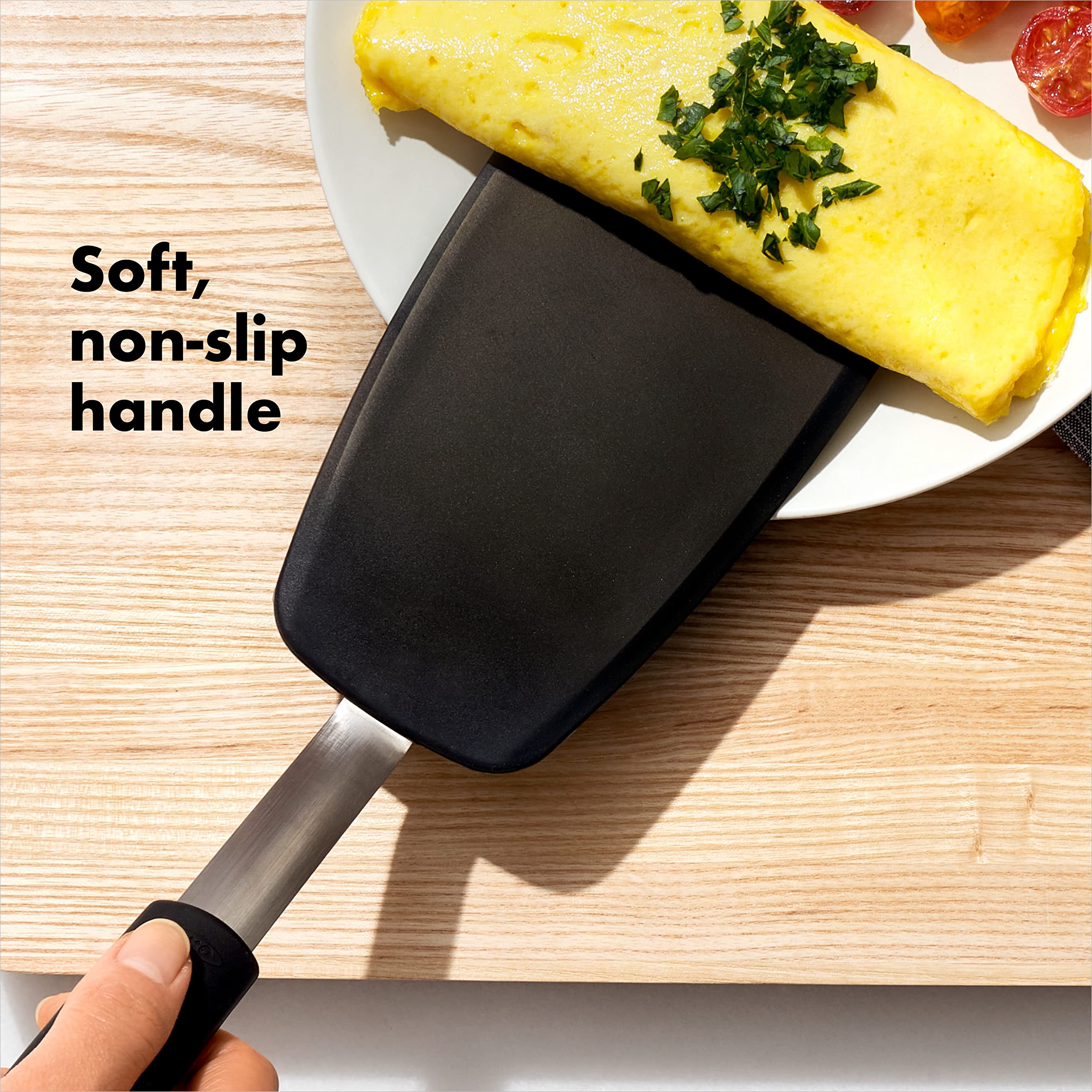 OXO Good Grips Turner with soft non-slip handle offers comfortable cooking control