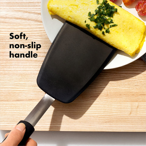 OXO Good Grips Turner with soft non-slip handle offers comfortable cooking control