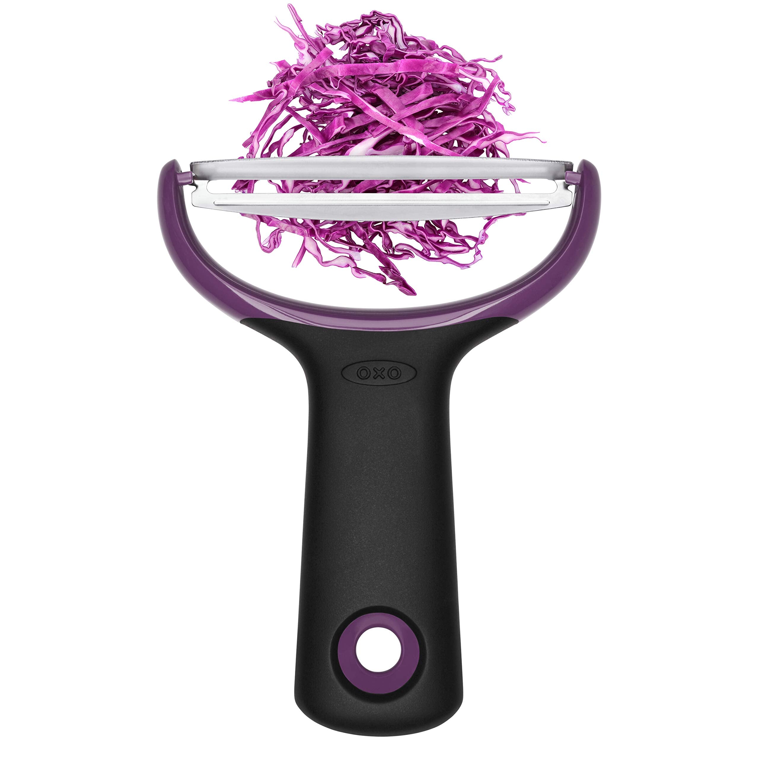 OXO Good Grips blade close-up slicing thick cabbage