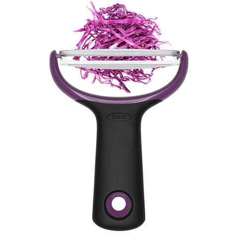 OXO Good Grips blade close-up slicing thick cabbage